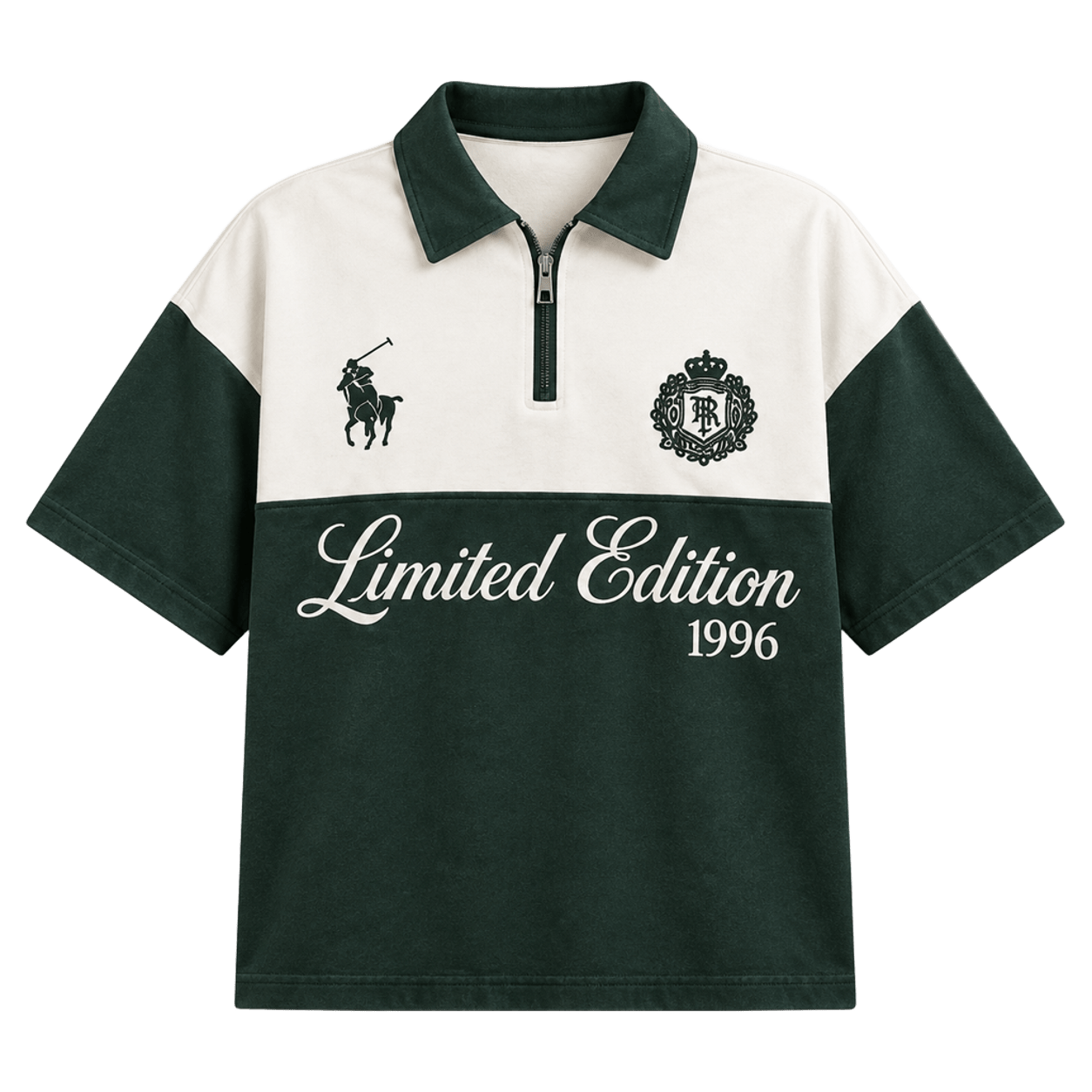 1996 Vintage Green Quarter-Zip Polo