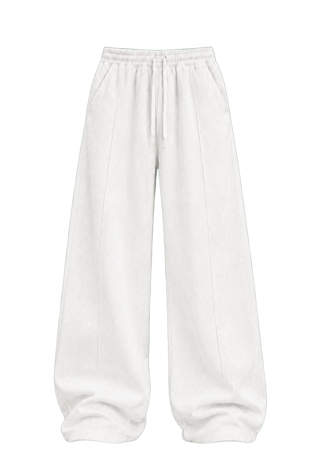 Chalk White Pleated Corduroy Trousers